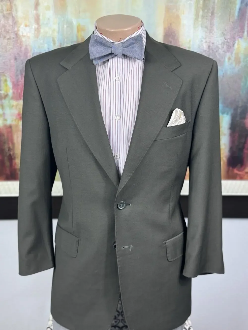 NWOT Tiglio Mens Super 140s Merino Wool Forest Green Blazer 40S